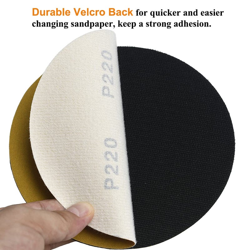 Aiyard 6-Inch No-Hole Hook and Loop Sanding Discs 220-Grit, Random Orbital Sandpaper for Automotive and Woodworking, 100-Pack - Image 4